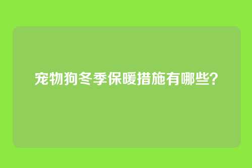 宠物狗冬季保暖措施有哪些？