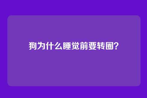 狗为什么睡觉前要转圈？