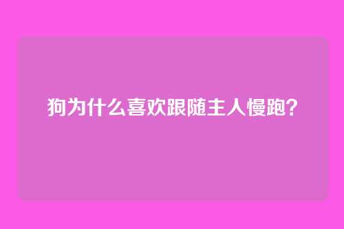 狗为什么喜欢跟随主人慢跑?