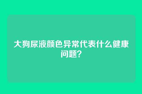 大狗尿液颜色异常代表什么健康问题?
