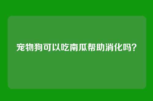 宠物狗可以吃南瓜帮助消化吗？