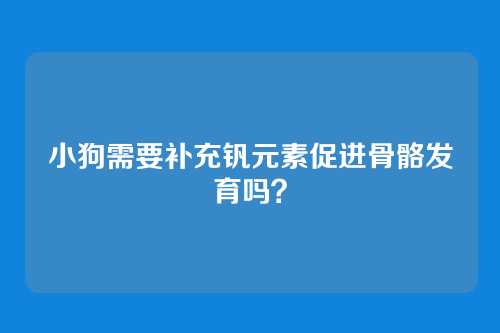 小狗需要补充钒元素促进骨骼发育吗?