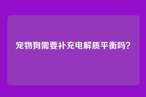 宠物狗需要补充电解质平衡吗?