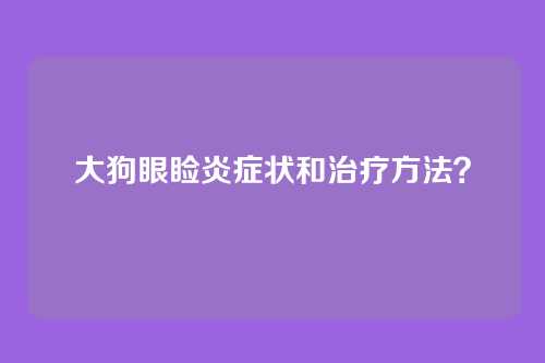 大狗眼睑炎症状和治疗方法？
