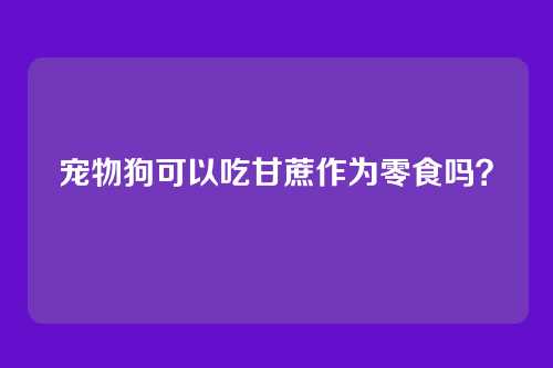 宠物狗可以吃甘蔗作为零食吗?