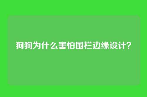 狗狗为什么害怕围栏边缘设计?