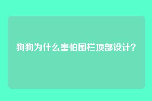 狗狗为什么害怕围栏顶部设计?