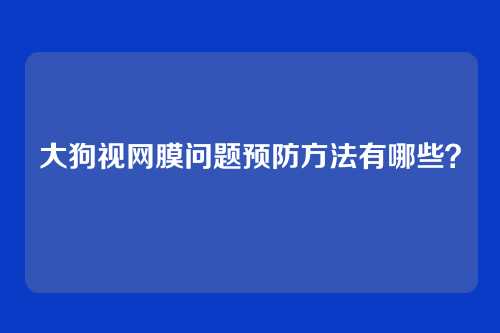 大狗视网膜问题预防方法有哪些？