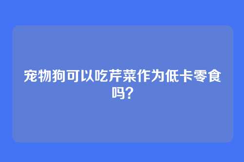 宠物狗可以吃芹菜作为低卡零食吗？