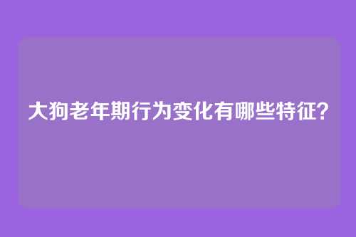 大狗老年期行为变化有哪些特征？