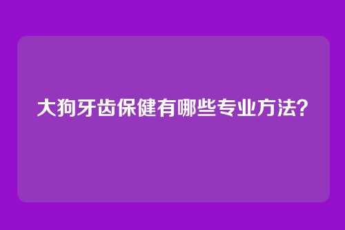 大狗牙齿保健有哪些专业方法?
