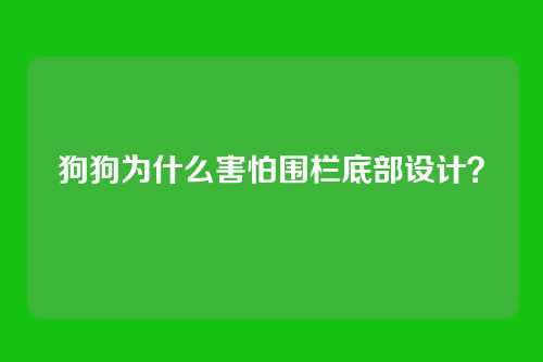 狗狗为什么害怕围栏底部设计？