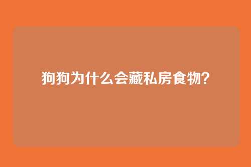 狗狗为什么会藏私房食物？