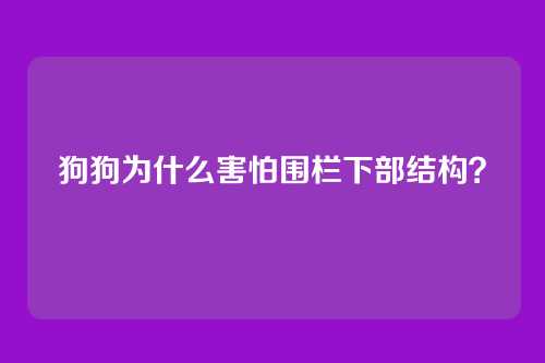 狗狗为什么害怕围栏下部结构？