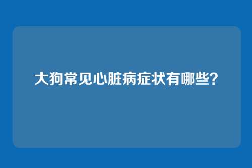 大狗常见心脏病症状有哪些?