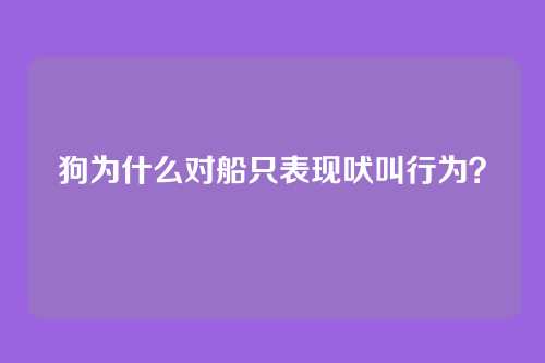 狗为什么对船只表现吠叫行为？