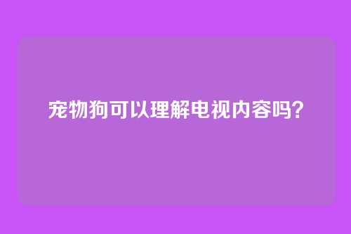 宠物狗可以理解电视内容吗？