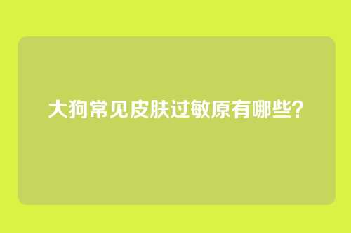 大狗常见皮肤过敏原有哪些?