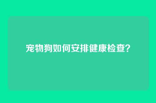 宠物狗如何安排健康检查？
