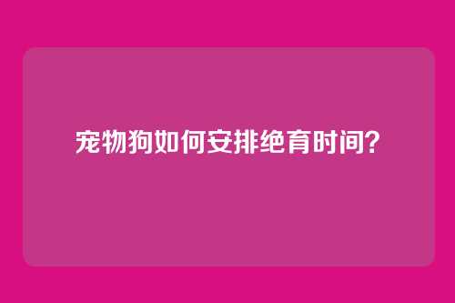 宠物狗如何安排绝育时间?