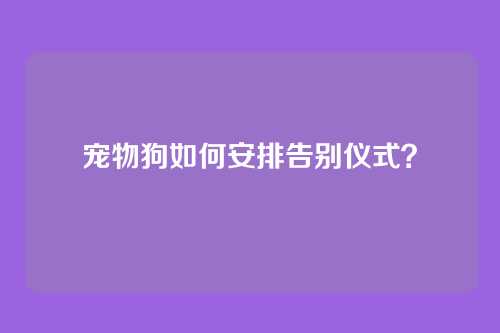 宠物狗如何安排告别仪式?