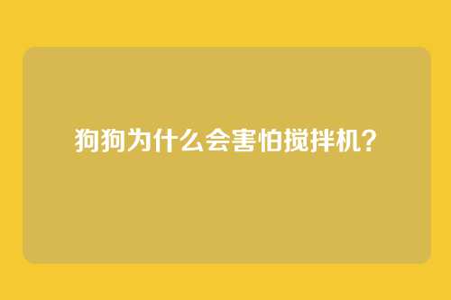 狗狗为什么会害怕搅拌机？