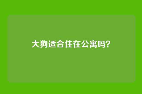 大狗适合住在公寓吗?