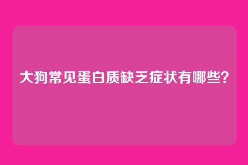 大狗常见蛋白质缺乏症状有哪些？