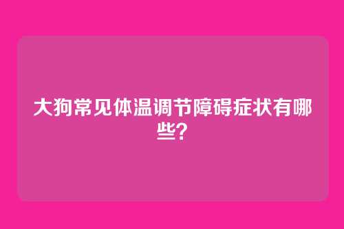 大狗常见体温调节障碍症状有哪些?