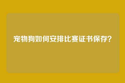 宠物狗如何安排比赛证书保存?