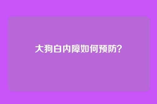 大狗白内障如何预防？