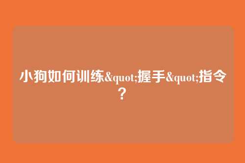小狗如何训练"握手"指令？