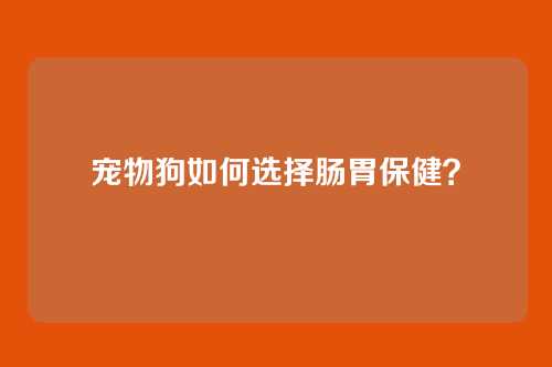 宠物狗如何选择肠胃保健?