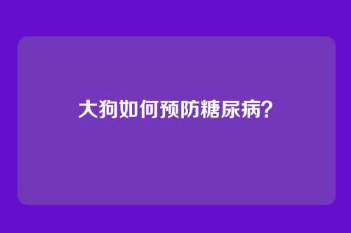 大狗如何预防糖尿病?