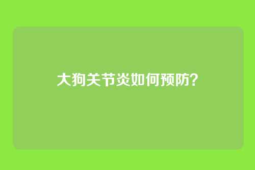 大狗关节炎如何预防?