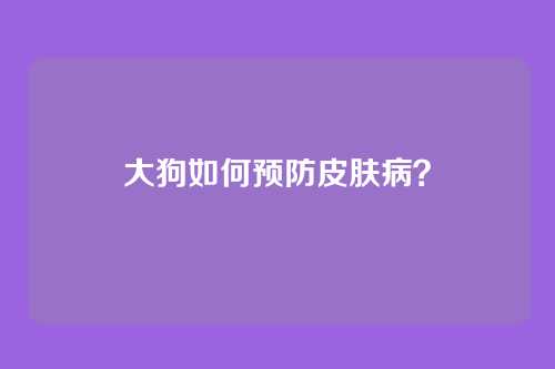 大狗如何预防皮肤病？