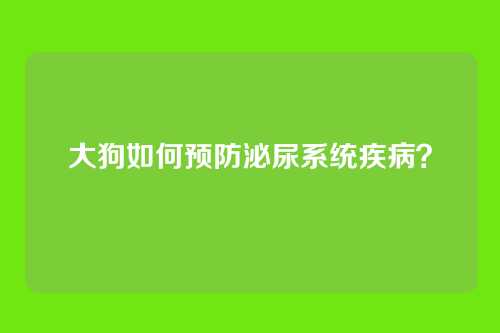 大狗如何预防泌尿系统疾病?