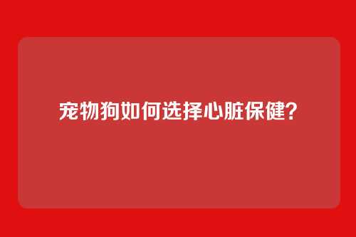 宠物狗如何选择心脏保健？