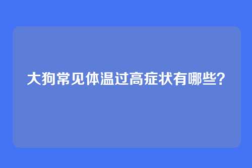 大狗常见体温过高症状有哪些？