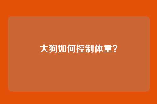 大狗如何控制体重？