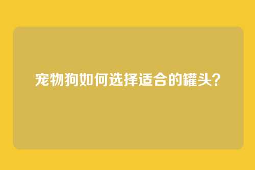 宠物狗如何选择适合的罐头？