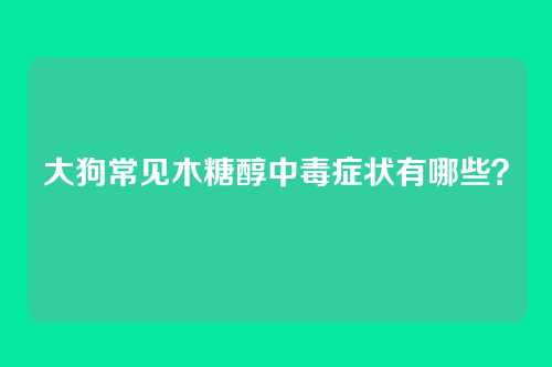 大狗常见木糖醇中毒症状有哪些？