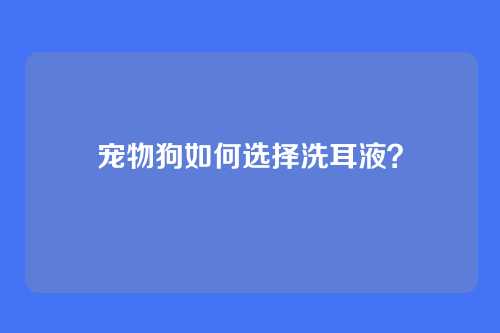 宠物狗如何选择洗耳液？