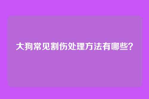 大狗常见割伤处理方法有哪些？