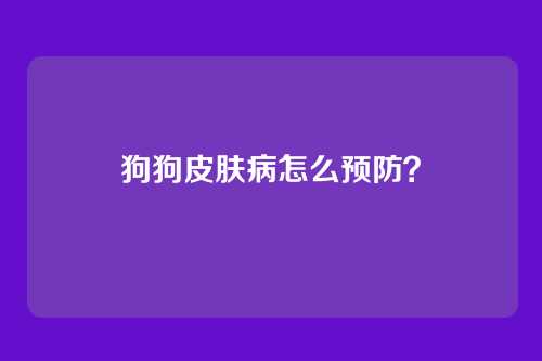 狗狗皮肤病怎么预防?