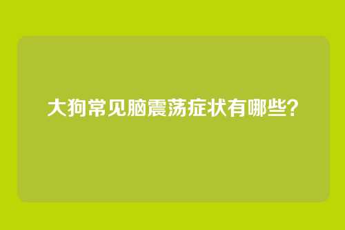 大狗常见脑震荡症状有哪些?