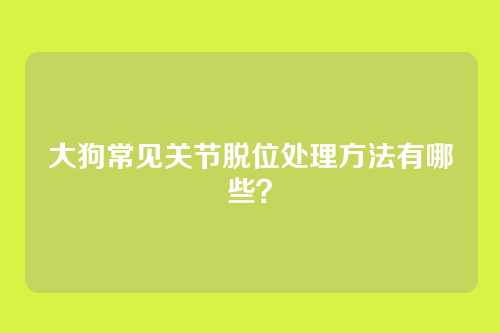 大狗常见关节脱位处理方法有哪些?