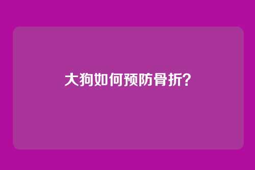 大狗如何预防骨折？