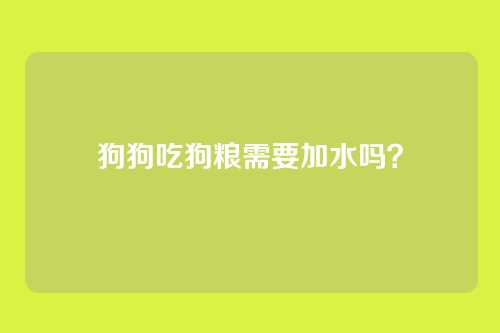 狗狗吃狗粮需要加水吗？
