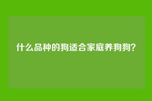 什么品种的狗适合家庭养狗狗？